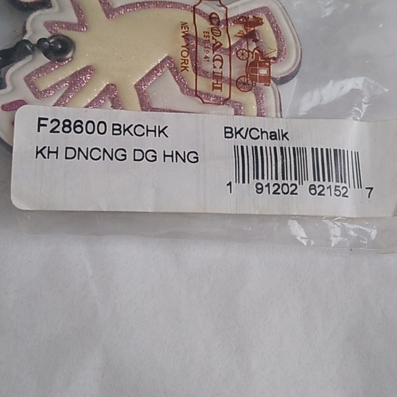 Coach F28600 Keith Haring Dancing Dog Hanging Charm Tag BK/Chalk - Picture 5 of 8